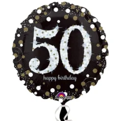 Globo 50 Cumpleaños Negro y Oro 45cm