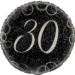 Globo 30 Cumpleaños Negro y Plata 45cm
