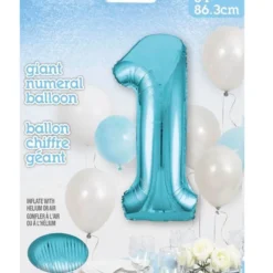 Globo Foil Nº1 Azul Claro 86 cm