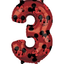 Globo Foil Nº 3 Rojo Mickey 66 cm