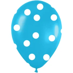 Globos Azul Caribe con Lunares Blancos