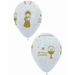 Globos Mi Primera Comunión Tinta Dorada 12 ud