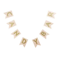 Guirnalda Candy Bar Rosa Pastel con Letras Doradas 2 m