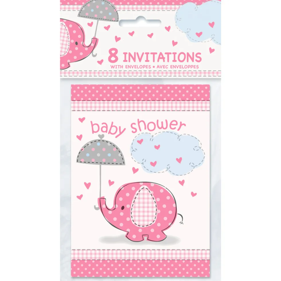 Invitaciones Baby Shower Elefante Rosa