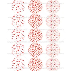 Juego 15 Impresiones Papel de Azúcar Corazones Modelo A 5 cm