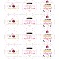 Juego 12 Impresiones Papel de Azúcar Logo San Valentín A 6 cm