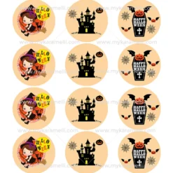 Juego 12 Impresiones Papel Comestible Dulce Halloween C 6 cm
