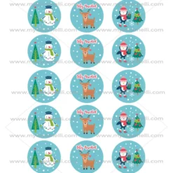 Juego 15 Impresiones Papel de Azúcar Navidad Modelo D 5 cm
