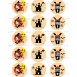 Juego 15 Impresiones Papel Comestible Dulce Halloween C 5 cm