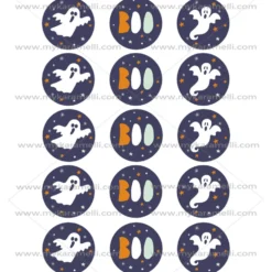 Juego 15 Impresiones Papel de Azúcar Boo Halloween 5 cm