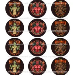 Juego 12 Impresiones Papel Comestible Halloween Monsters B 6 cm