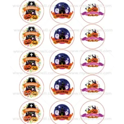 Juego 15 Impresiones Papel Comestible Dulce Halloween B 5 cm