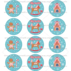 Juego 12 Impresiones Papel de Azúcar Navidad Modelo C 6 cm