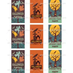 Juego 9 Impresiones Papel Comestible Halloween Rectangular A