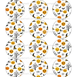 Juego 12 Impresiones Papel Comestible Halloween Modelo D 6 cm