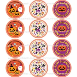 Juego 12 Impresiones Papel Comestible Dulce Halloween A 6 cm