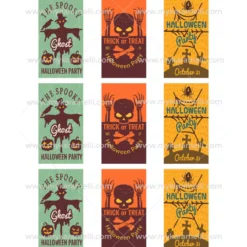 Juego 9 Impresiones Papel Comestible Halloween Rectangular B