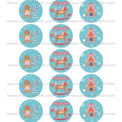 Juego 15 Impresiones Papel de Azúcar Navidad Modelo C 5 cm