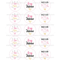 Juego 15 Impresiones Papel de Azúcar Logo San Valentín D 5 cm