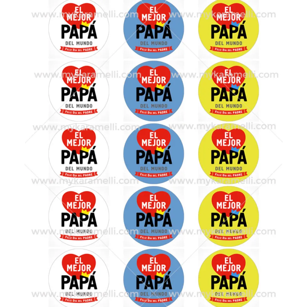 Juego 15 Impresiones Papel de Azúcar Día del Padre H 5 cm