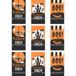 Juego 9 Impresiones Papel Comestible Halloween Rectangular C