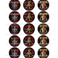 Juego 15 Impresiones Papel Comestible Halloween Monsters A 5 cm