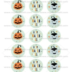 Juego 15 Impresiones Papel de Azúcar Happy Halloween 5 cm