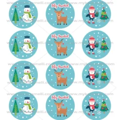 Juego 12 Impresiones Papel de Azúcar Navidad Modelo D 6 cm