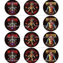 Juego 12 Impresiones Papel Comestible Halloween Monsters A 6 cm