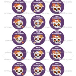 Juego 15 Impresiones Papel de Azúcar Catrinas Halloween 5 cm