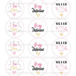 Juego 12 Impresiones Papel de Azúcar Logo San Valentín D 6 cm