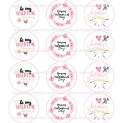 Juego 12 Impresiones Papel de Azúcar Logo San Valentín C 6 cm
