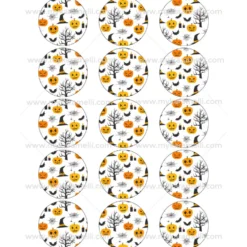 Juego 15 Impresiones Papel Comestible Halloween Modelo D 5 cm