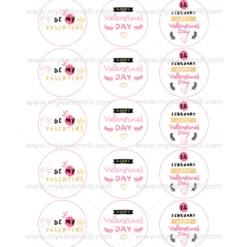 Juego 15 Impresiones Papel de Azúcar Logo San Valentín A 5 cm