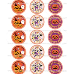 Juego 15 Impresiones Papel Comestible Dulce Halloween A 5 cm