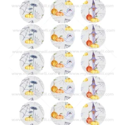 Juego 15 Impresiones Papel Comestible Halloween Modelo E 5 cm