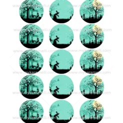 Juego 15 Impresiones Papel Comestible Halloween C 5 cm
