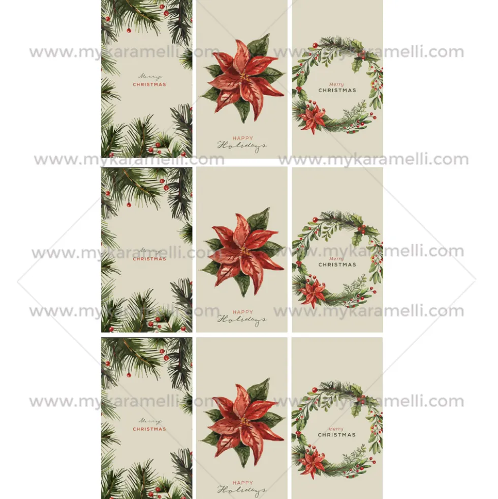 Juego 9 Impresiones 9x5 cm en Papel Comestible Navidad Rectangular B