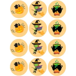 Juego de 12 Impresiones en Papel de Azúcar Halloween Modelo B