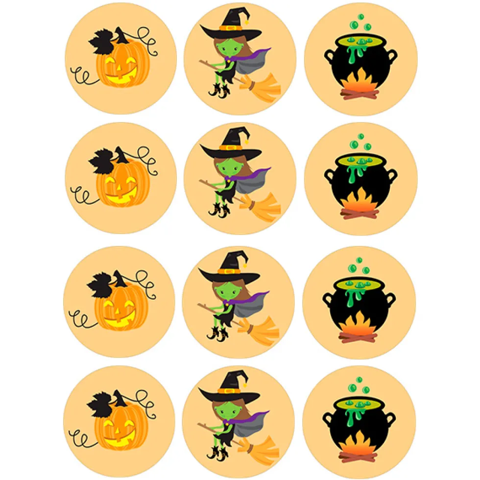 Juego de 12 Impresiones en Papel de Azúcar Halloween Modelo B