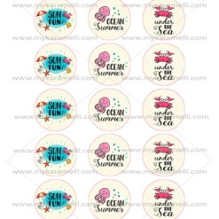 Juego de 15 Impresiones en Papel de Azúcar Verano Modelo C 5 cm