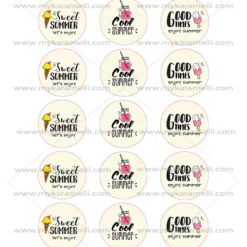 Juego de 15 Impresiones en Papel de Azúcar Verano Modelo D 5 cm