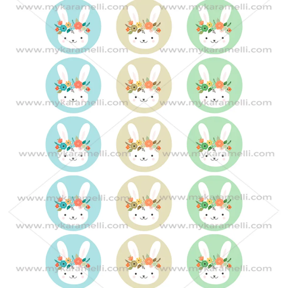 Juego de 15 Impresiones en Papel de Azúcar Pascua Modelo A 5 cm