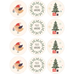 Juego de 12 Impresiones en Papel de Azúcar Feliz Navidad