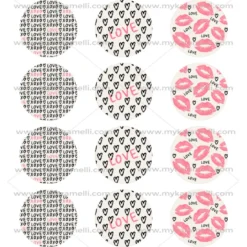 Juego de 12 Impresiones en Papel de Azúcar San Valentín Modelo A 6 cm