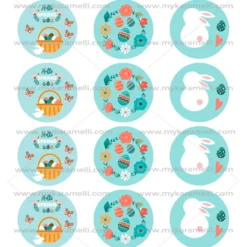 Juego de 12 Impresiones en Papel de Azúcar Pascua Modelo B 6 cm