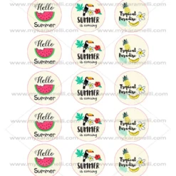 Juego de 15 Impresiones en Papel de Azúcar Verano Modelo B 5 cm