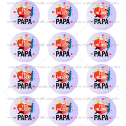 Juego de 12 Impresiones en Papel de Azúcar Día del Padre Modelo F 6 cm