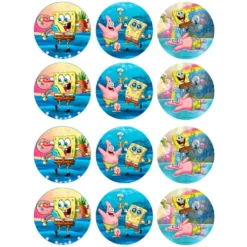 Juego de 12 Impresiones en Papel de Azúcar Bob Esponja