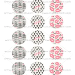 Juego de 15 Impresiones en Papel de Azúcar San Valentín Modelo A 5 cm